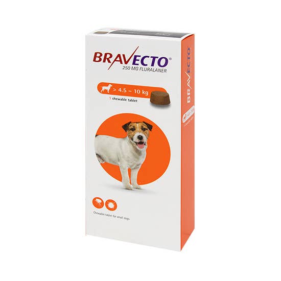Bravecto 250 mg Fluralaner Chewable Tablet For Small Dogs (4.5 - 10 Kg) X 1 Tablet
