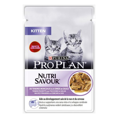 Expiry 2-2025 Purina Pro Plan Kitten Nutri Savour with Turkey in Gravy Wet Cat Food Pouch 85 g 