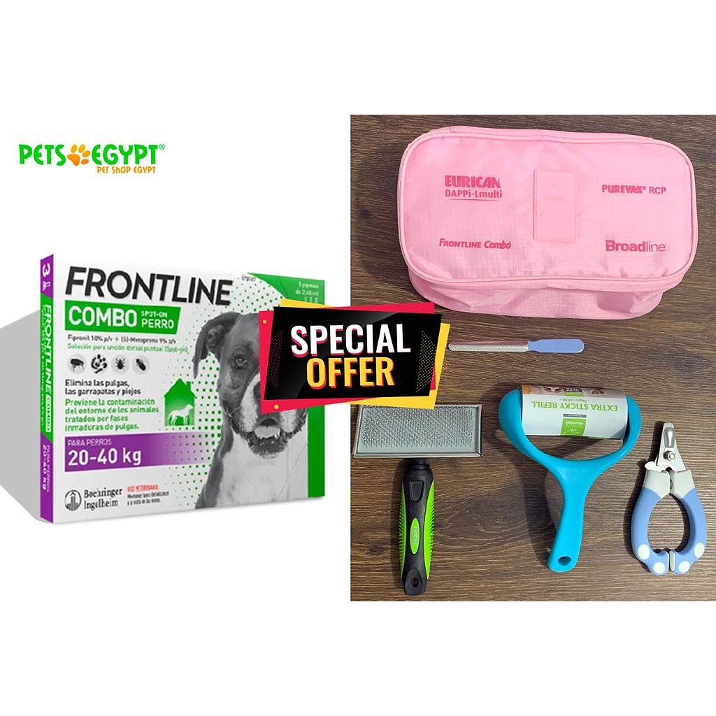 Frontline Combo Spot-On Dog L (20-40kg) X 3 Pipette + Grooming Kit Free