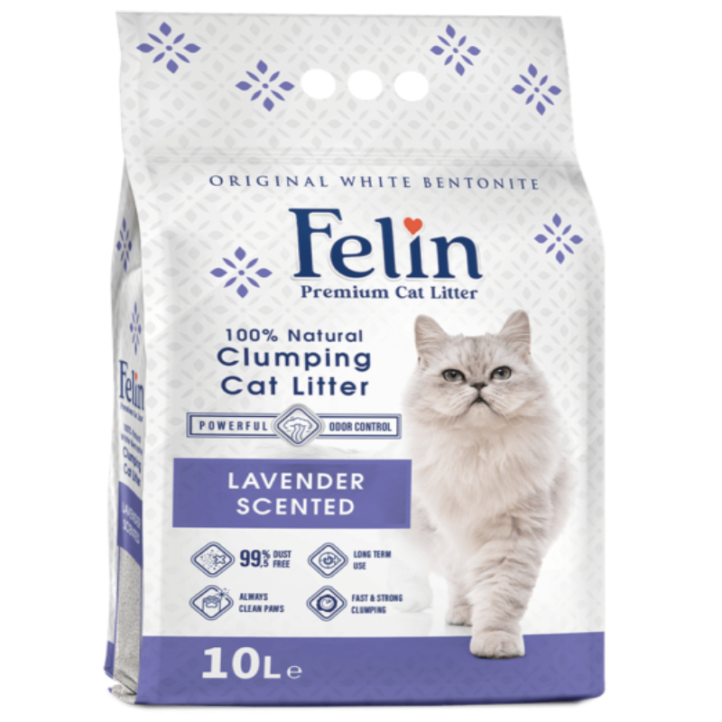 Felin Natural White Bentonite Clumping Cat Litter - Scented 10 L