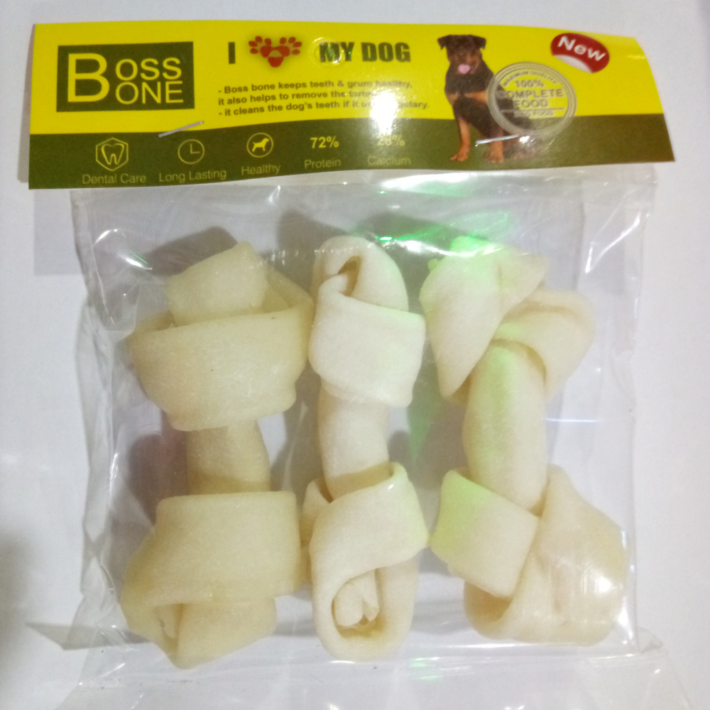 Boss Bone Knotted Rawhide 12Cm 3 Pieces