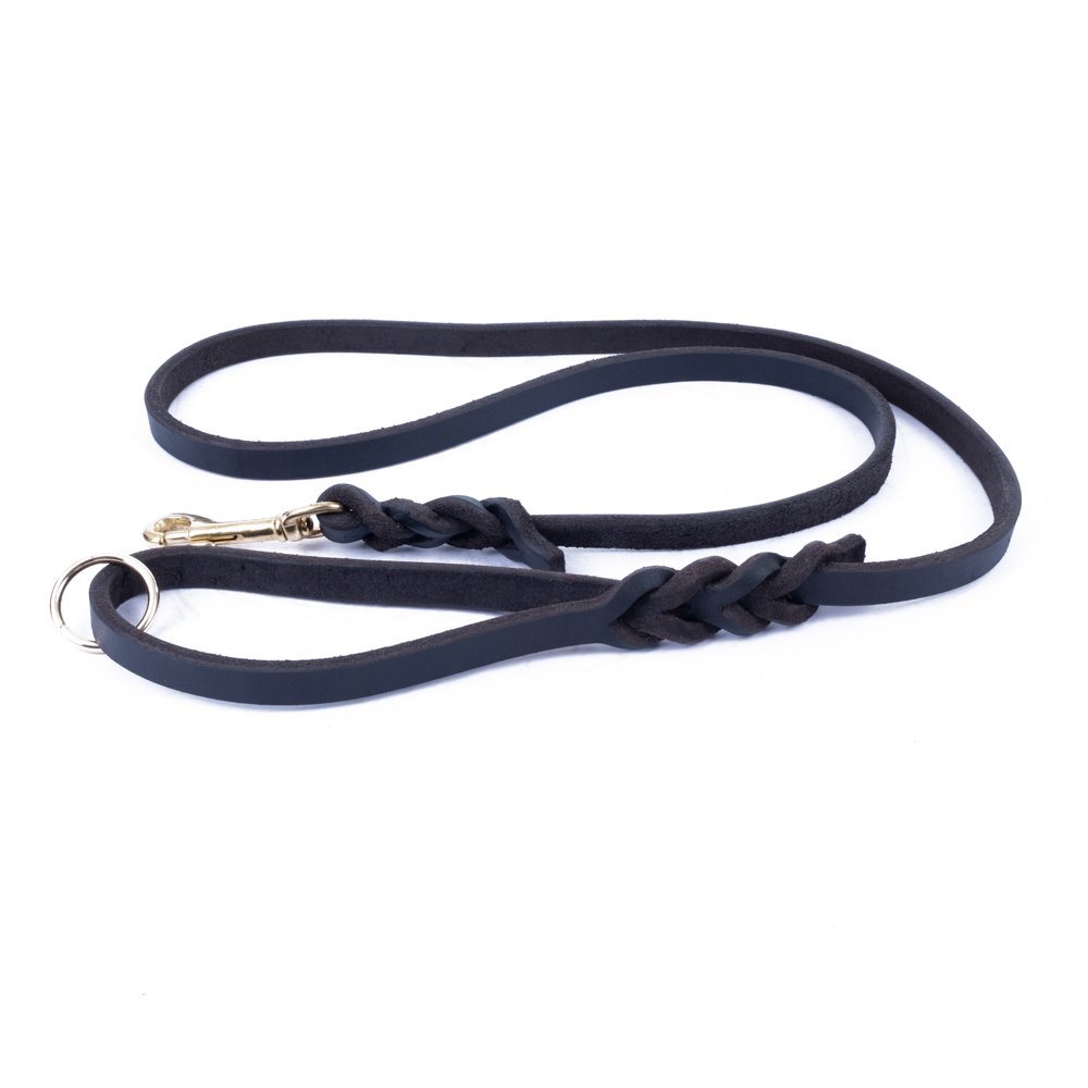 Doggie Classic Braided Oily Brown Leather Leash (1.4x150cm)