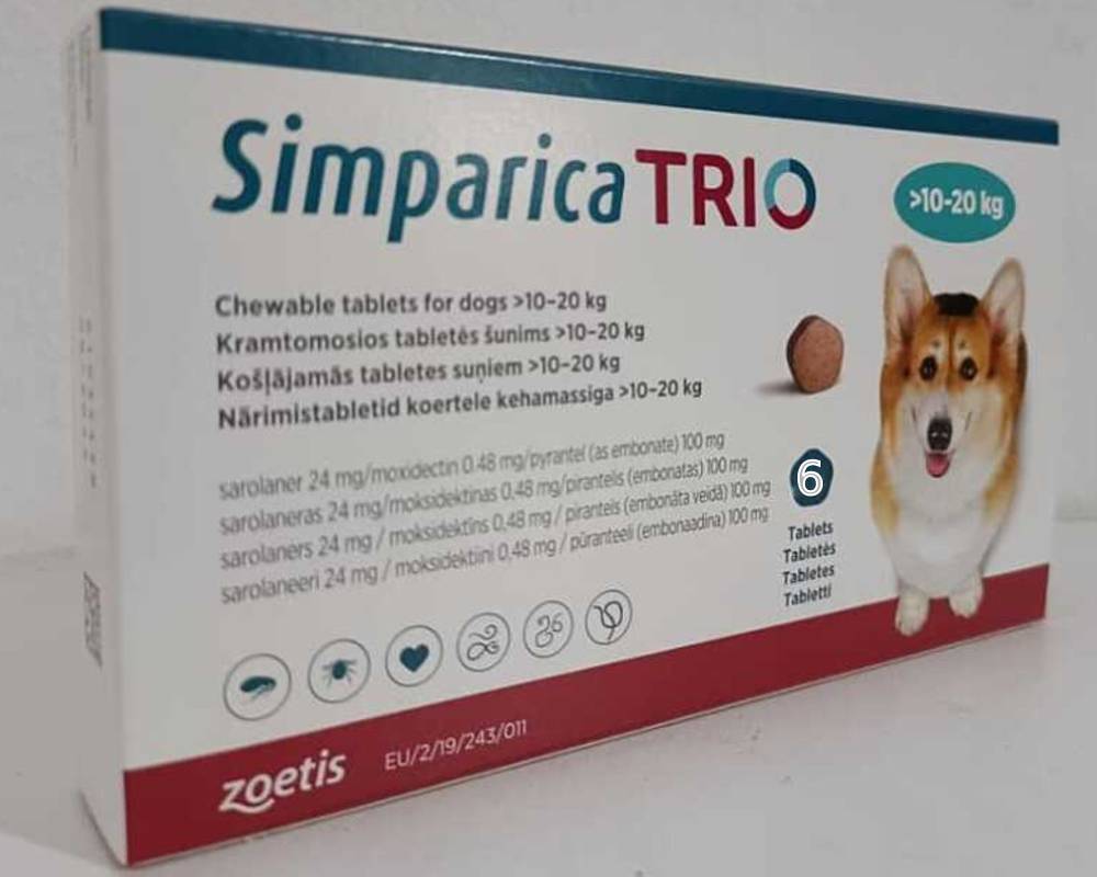 Simparica Trio Chewable Tablet for Dogs (10 - 20 Kg) X 1 Tablet