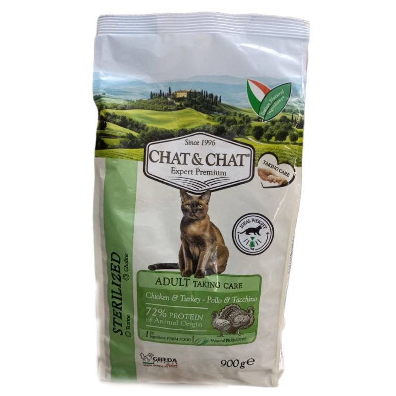 Expert Chat & Chat Taking Care Adult Sterilized Cat Food With Chicken & Turkey 900 g