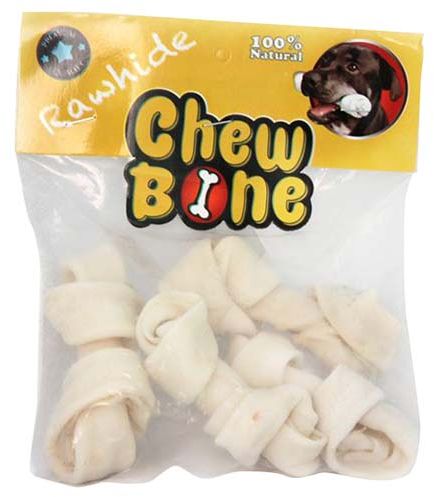 [4292] Chew Bone Knotted Rawhide 12Cm 4 Pieces