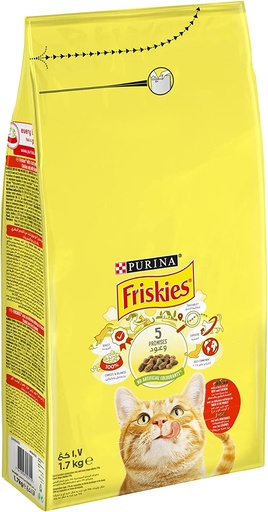 [3112] Purina Friskies With Meat & Chicken & Vegetable Cat Dry Food 1.7 kg