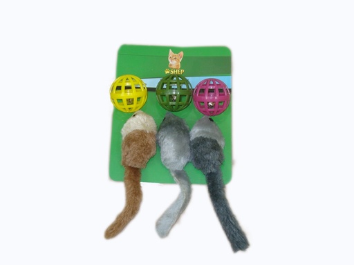 [0774] SHEP 6 Piece Trinket Set (Mice & Balls) Cat Toy