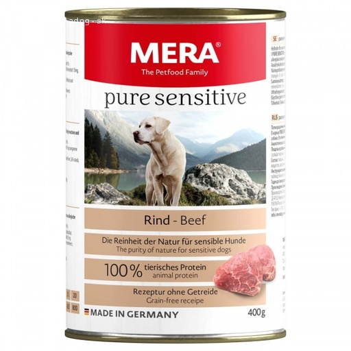 [7146] MERA Pure Sensitive with Rind - Beef 400g Dog Can