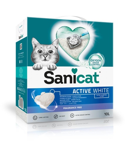 [5562] Sanicat Active White Ultra Clumping Fragrance Free Cat Litter 10 L