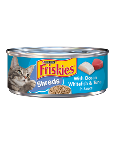 [3683] Purina Friskies Shreds with Ocean Whitefish & Tuna in Sauce Wet Cat Food 156 g