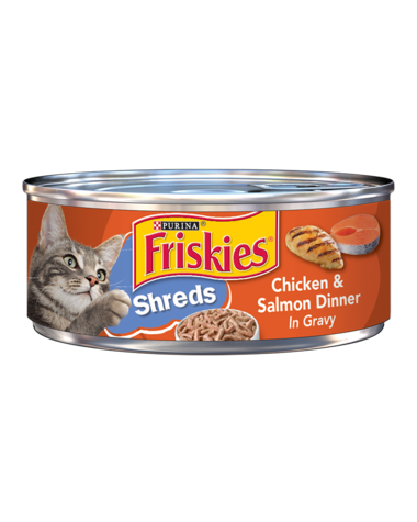[5691] Purina Friskies Shreds Chicken & Salmon Dinner in Gravy Wet Cat Food 156 g