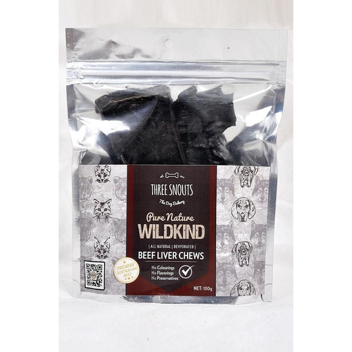 [2540] Three Snouts-Pure Nature WILDKIND Beef Liver Chews 100g