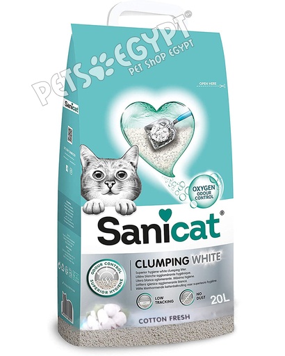 [5791] Sanicat Clumping White Cotton Fresh Scented Cat Litter 20L