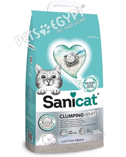Sanicat Clumping White Cotton Fresh Scented Cat Litter 20L