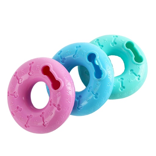 [1131] SH ( Ms-103 )  Interactive Donut Treat Dispenser Dog Toy ø 12cm Multi-Color