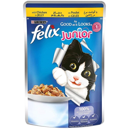 [7596] Purina Felix As Good as it Looks Junior With Chicken in Jelly Wet Cat Food Pouch 100 g