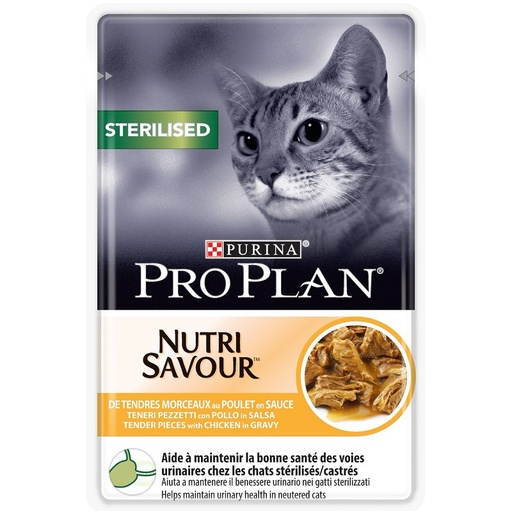 [8265] Expiry 3-2025 Purina Pro Plan Sterilised Nutri Savour with Chicken in Gravy Wet Cat Food Pouch 85 g