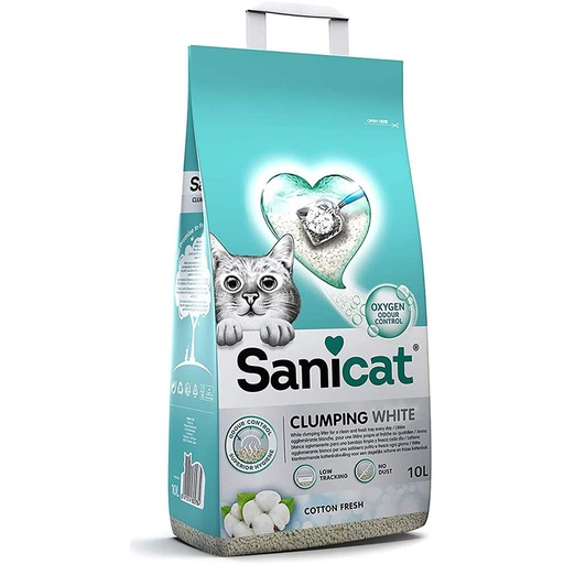 [5784] Sanicat Clumping White Cotton Fresh Scented Cat Litter 10 L