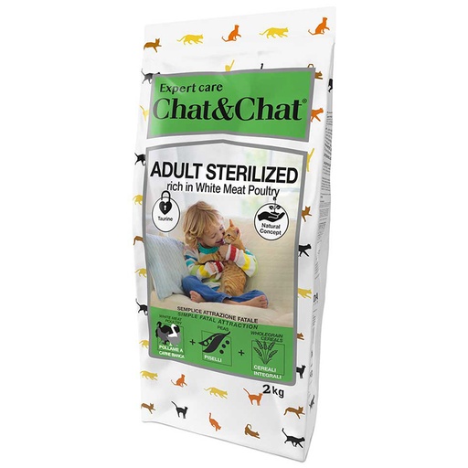 [7758] Expert Chat & Chat Care Adult Sterilized Cat Food Rich in White Meat Poultry 2 Kg