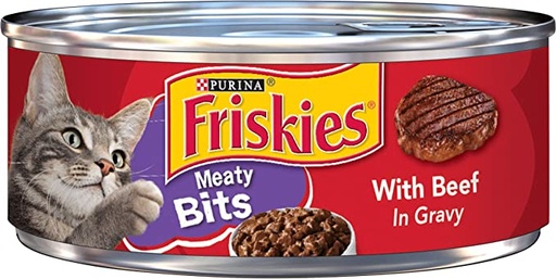 [3149] Purina Friskies Meaty Bits With Beef in Gravy Adult Cat Wet Food 156 g
