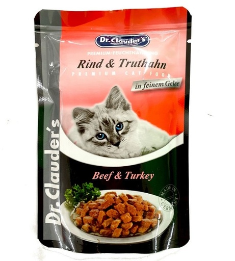 [1185] Dr.Clauder's High Premium Beef & Turkey Adult Cat Wet Food 100 g
