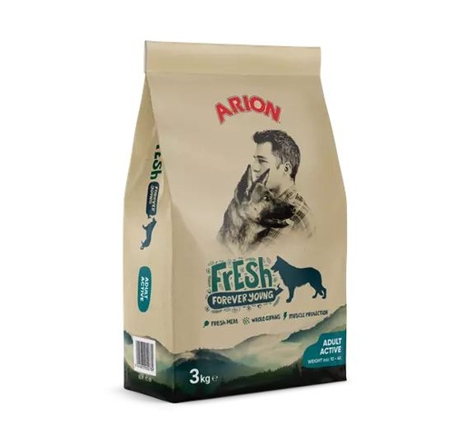 [5789] ARION Fresh Adult Active Dog Dry Food 3 Kg
