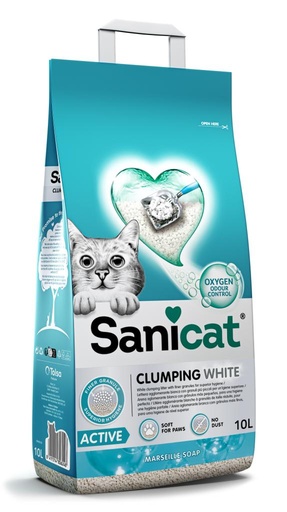 [6248] Sanicat Clumping White Active Marseille Soap Scented Cat Litter 10 L