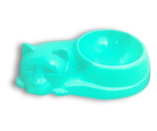 [1516] Cat Face Bowl - Turquoise