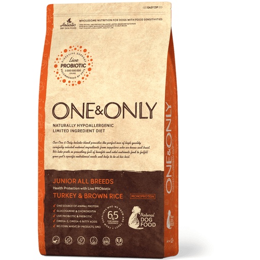 [4370] ONE&ONLY Junior All Breeds Turkey & Brown Rice Dog Dry Food 3Kg 