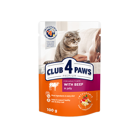 CLUB 4 PAWS Premium Adult Cat Wet Food in jelly Pouch 100 g