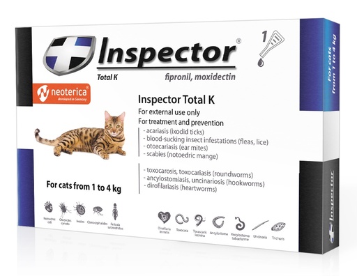 [2024] Inspector Total K Spot-on For Cats From 1 To 4 kg (Fipronil , Moxidectin ) X 1 Pipette