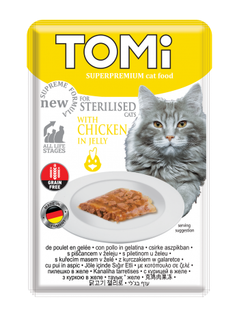 TOMi Super Premium Grain Free Sterilised Cat Wet Food in jelly Pouch 85 g