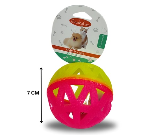 [7940] UE Plastic Ball With Flash Light & Bell Pet Toy 7cm