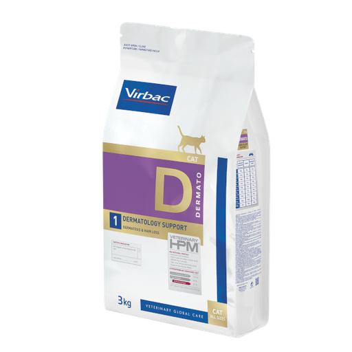 [1026] Virbac Veterinary HPM Dermato 1 Dermatology Support Dermatosis & Hair Loss Cat Dry Food 3 Kg