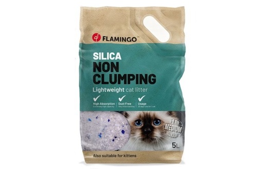 [7680] Flamingo Silica Non-Clumping Cat Litter Medium Granules 5L