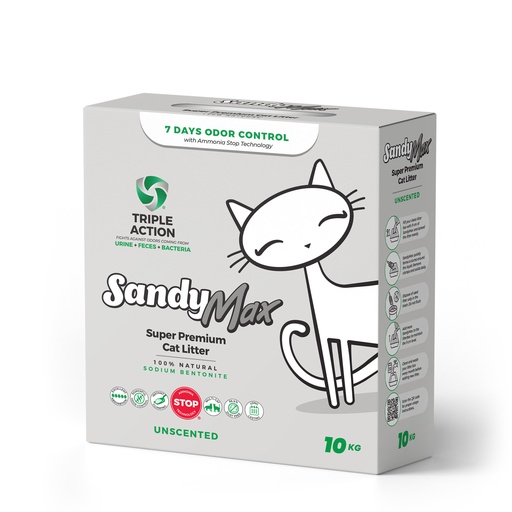 [5140] Sandy Max Super Premium Cat Litter Triple Action Unscented 10 Kg