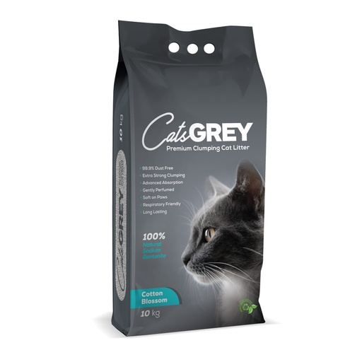 [5065] Cats Grey Premium Clumping Cat Litter Cotton Blossom Scent 10 Kg